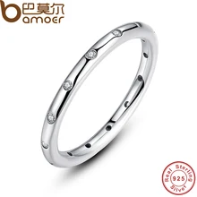 BAMOER 2017 BLACK FRIDAY Deals 925 Sterling Silver Droplets Stackable Finger Classic Ring for Women Wedding Fine Jewelry PA7132