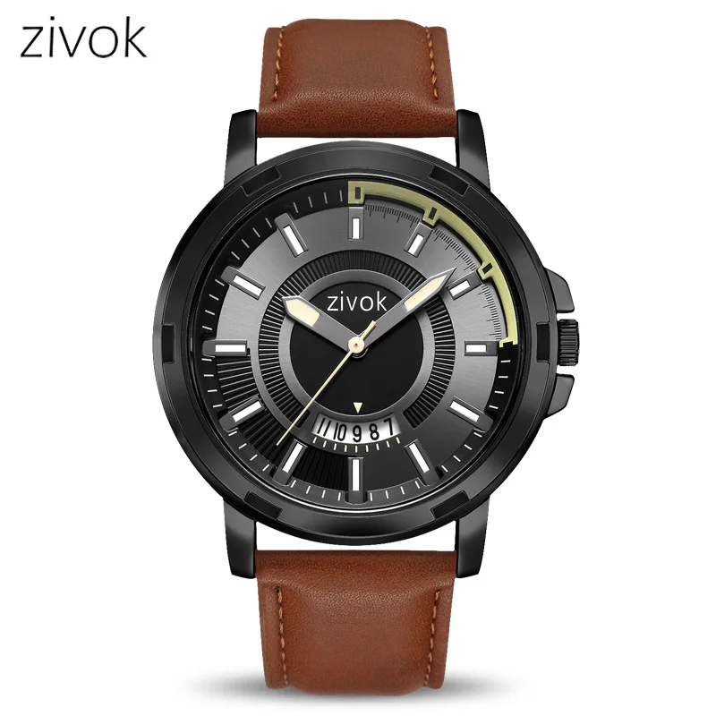 

Top Brand zivok Fashion Sport Men Watch Relogio Masculino Leather Army Military Wrist Watches Clock Men Quartz Wristwatches