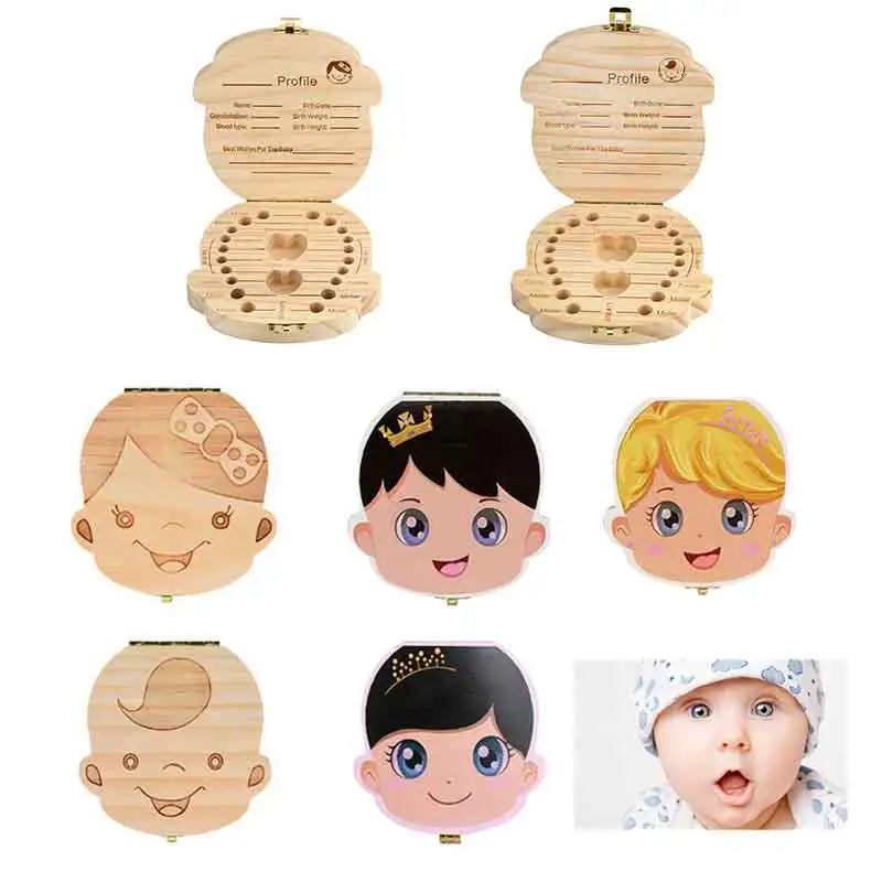 

Wooden Tooth Storage Box English/Spanish/French/Russian/Italian/Dutch/Portugal/Turkey/ Greece Teeth Organizer Gift Keepsake Save
