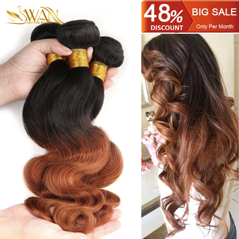 

Malaysian Virgin Hair 4Pcs/lot Ombre Body Wave 9A Ombre Body Wave 4Bundles Hair Extensions 1B/30 Malaysian Hair Ombre Body Wave