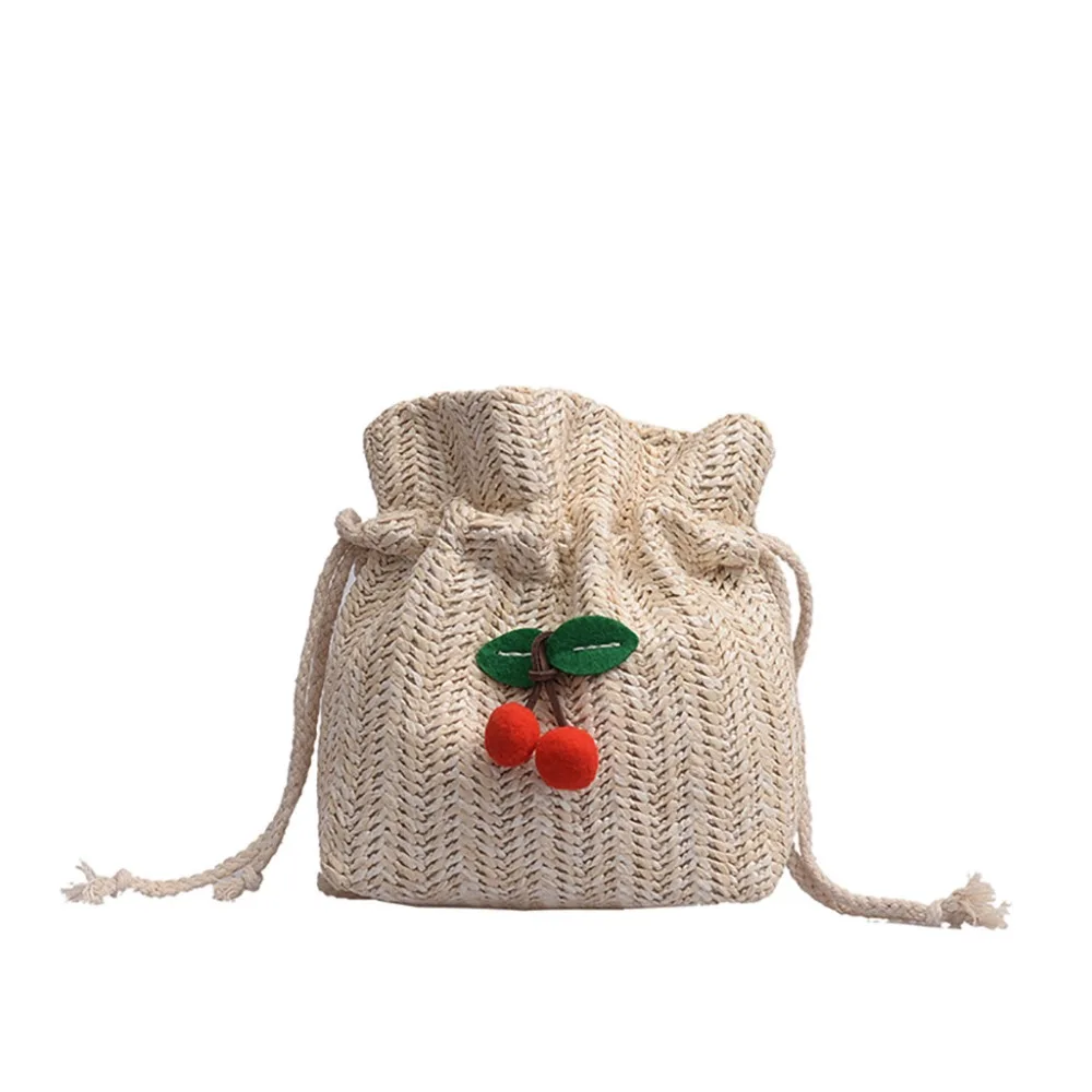 

Straw Beach Bag Vintage Handmade Woven Shoulder Bag Rattan bucket bags Bohemian Summer Vacation Casual Bags Bandolera mujer