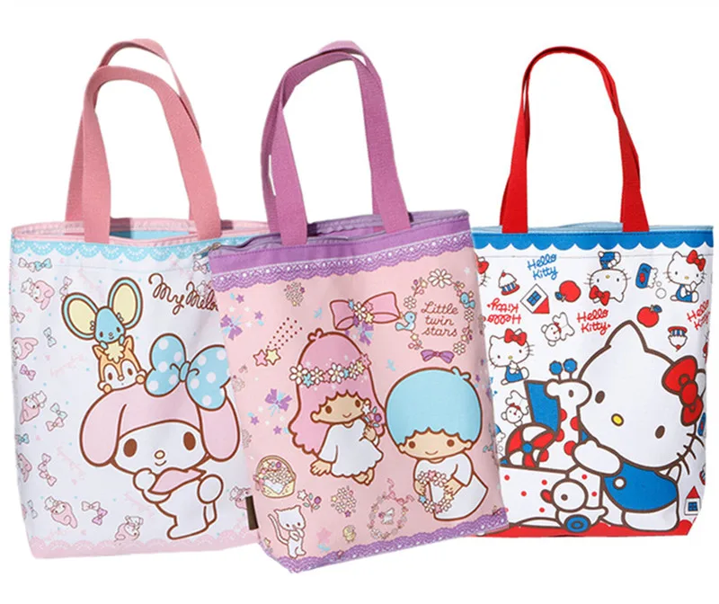 

Cute Little Twin Stars My Melody Canvas Bag Women Shoulder Bag Cartoon Printing Handbag Book Shopping Bag Zipper