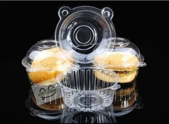 

50PCS/LOT Plastic Single Individual Cupcake Muffin Dome Holders Cases Boxes Cups
