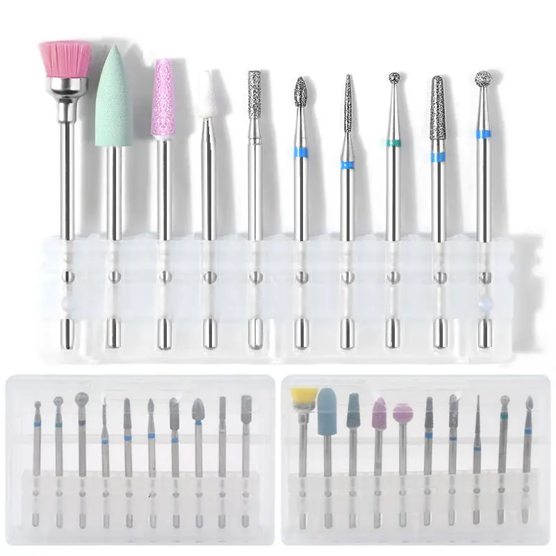 

10PCS Stainless Steel Nail Drill Bits Diamond Nail Manicure Drill Milling Nail Cutter Pedicure Drill Bits Accessories