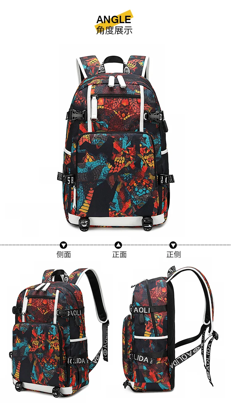 Naruto logo Anime Backpack USB Charging Travel Bag Luminous Student Schoolbag Bag Laptop Bag Cosplay Backpack Kids Gift
