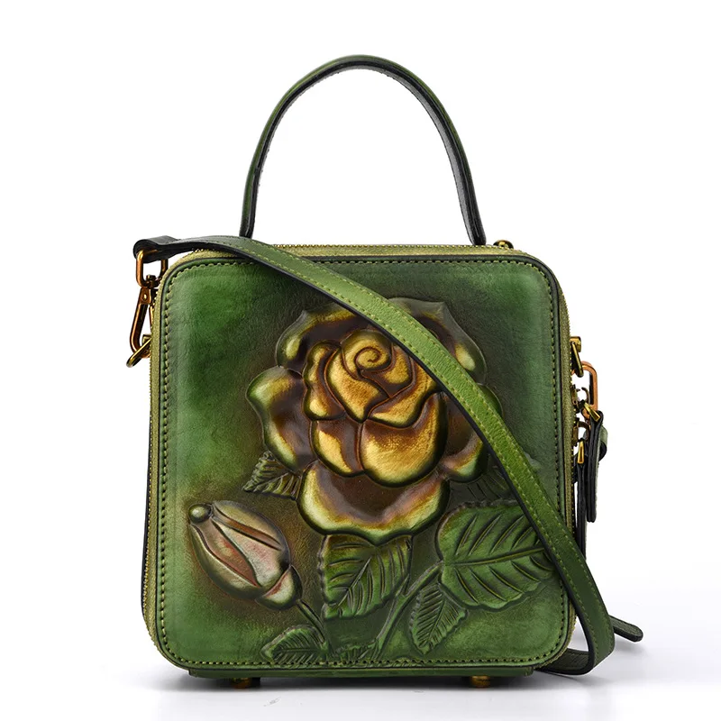 AETOO New handbags fashion retro leather handbags rose imprint ladies diagonal handbag mini shoulder bag