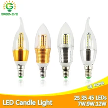 Светодиодный светильник E14, 3 Вт, 6 Вт, 9 Вт, 12 Вт, светодиодный светильник переменного тока, 220 В, 240 в, светодиодный светильник в виде свечи, алюминиевый, холодный, теплый, белый, лампада, Bombillas Lumiere, светодиодный светильник