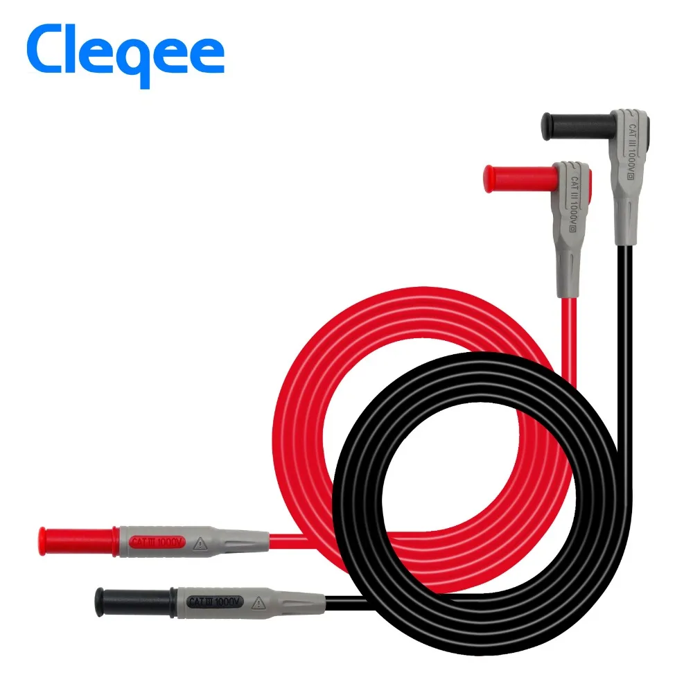 

Cleqee P1033 Multimeter Test Cable Injection Molded 4mm Banana Plug Test Line Straight to Curved Test Cable