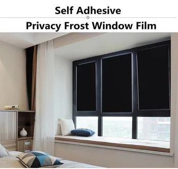 

Black Frosted Glass Window Film,Privacy for Office Building Home,Self Adhesive Easy Installation DIY Decorative Film 1.22m Width