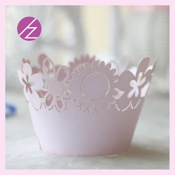 

Free Shipping 50PCs/set Hollow Out Beautiful Flower Design Cake Decorating pearl paper cupcake wrappers for wedding table decora