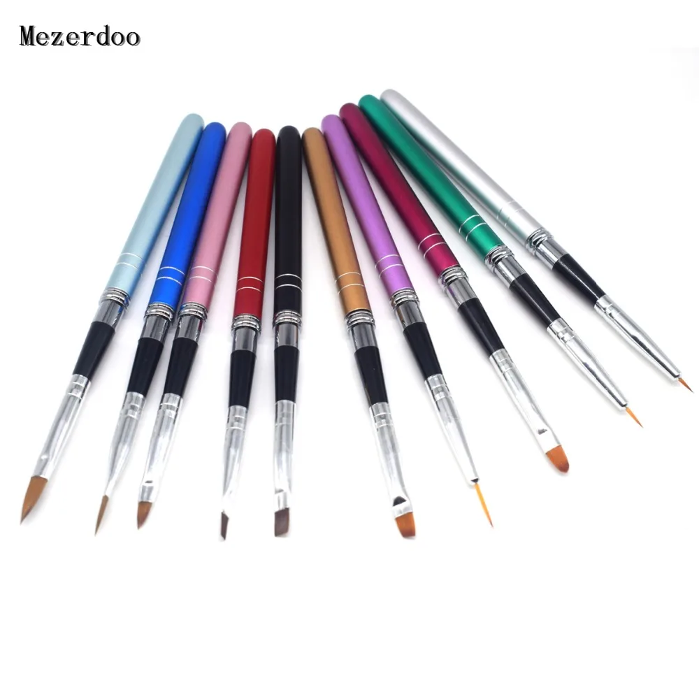 10Pcs/lot Nail Art Brush Set 10 Colors Different Sizes ...
