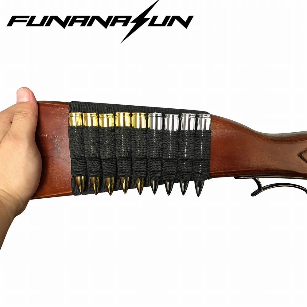 

Tacitcal Shotgun Rifle 9 Rounds Bullet Holder Butt Stock Shell Pouch Military Hunting Shotgun Ammo Carrier Cartridge Black
