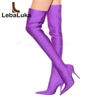 

Tuyoki Plus Size 34-48 Occident Brand Women Over The Knee High Boots Fashion Pointed Toe High Heels Shoes Sexy Women Boots
