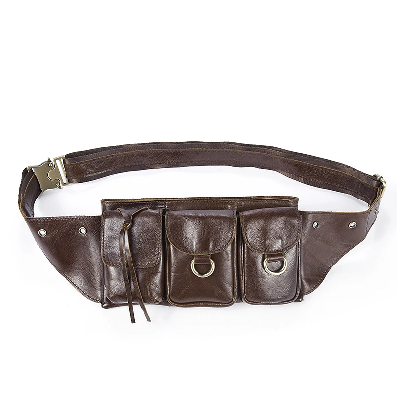 Fanny Pack Genuine Leather Waist Bag Pockets Men Waist Pack Belt Phone Bag Travel Bags Designer