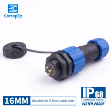 Waterproof Connector SP16 Type IP68 Cable Connector Plug & Socket Male And Female 2 3 4 5 6 7 9 Pin SD16 16mm sd20tp zm ip68 waterproof power connector 7 pin male and female connector car power connector 7 pin plug and socket 10a