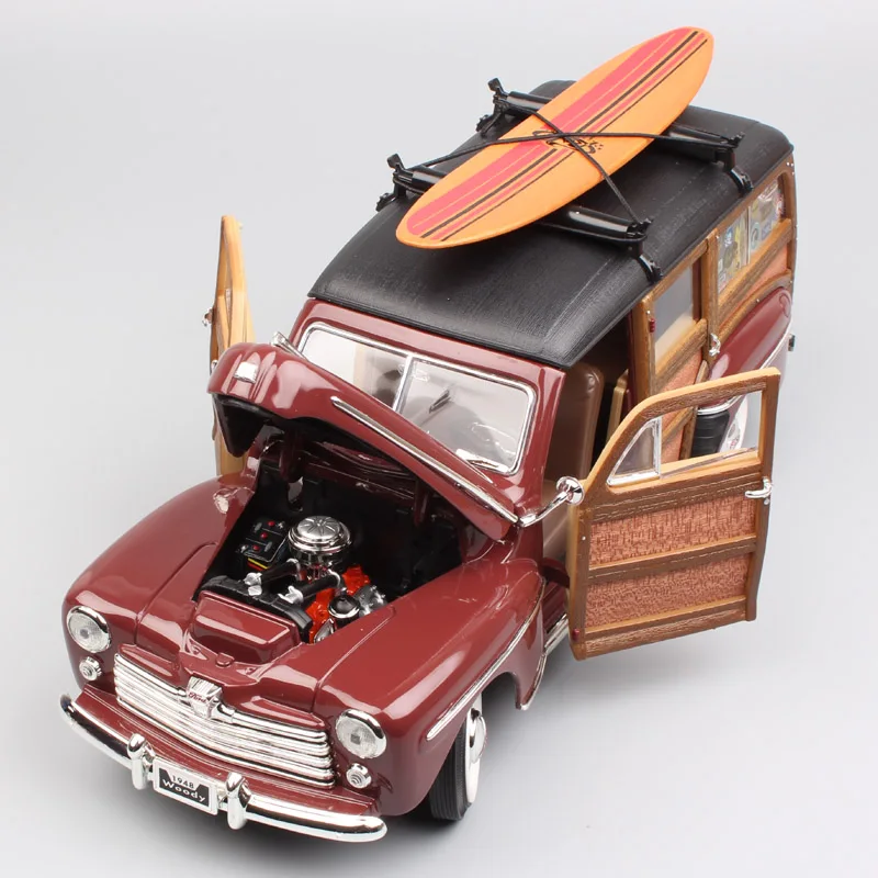 1 18 Классический FORD WOODY woodie супер люкс 1948 вагон весы автомобиля и литья под давлением модель игрушки хобби миниатюры доска для серфинга