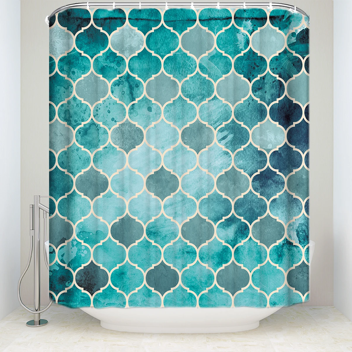 New Waterproof Geometric Art Shower Curtain with Hooks ...