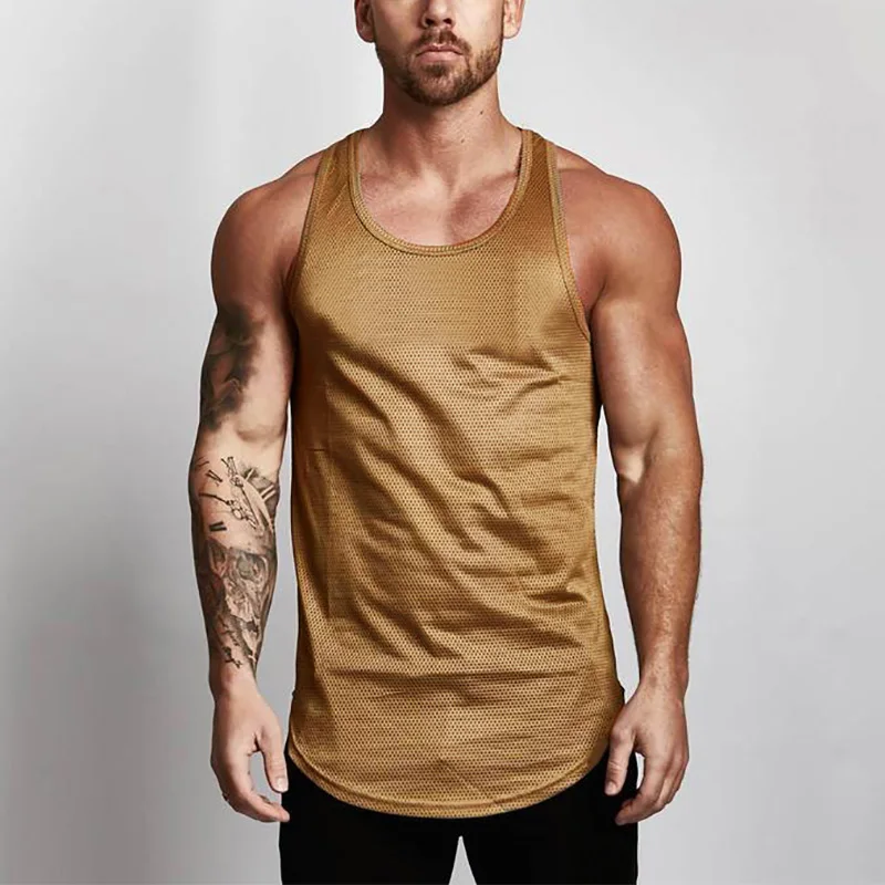 

Brand Blank Bodybuilding Stringer Tank Tops Mesh Sportswear Tanktop Fitness Men Gyms Clothing Muscle Sleeveless shirts