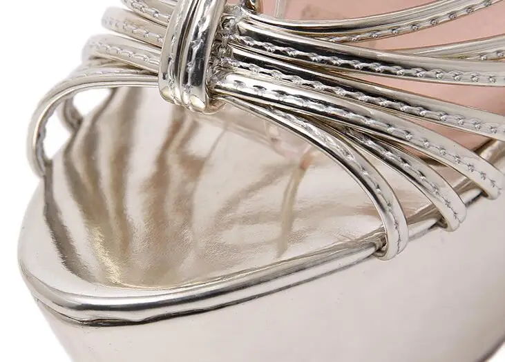 2019 New Sandals Women Heeled Sandals Sexy Bandage Ankle Strap Pumps Super High Heels 17 CM Waterproof platform Lady Shoes Gold