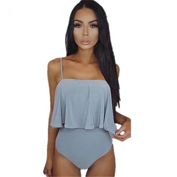 

2018 Sexy Off-shoulder Ruffle Swimsuit Hot Sale Women One Piece Swimwear Monokini Swimsuit Bathing Suit Female Summer Beach Wear