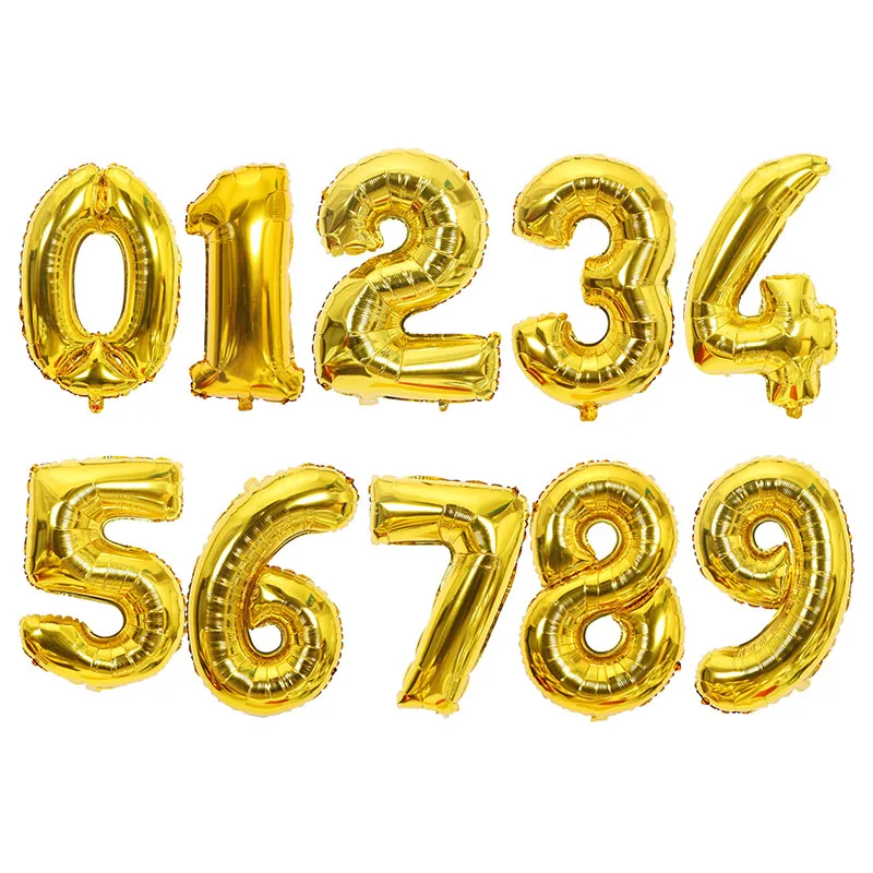32 дюймов розовый Золотой Серебряный Радужный номер фольга шарики для свадебного украшения цифра воздушный шар с днем рождения Globos вечерние принадлежности - Цвет: Gold