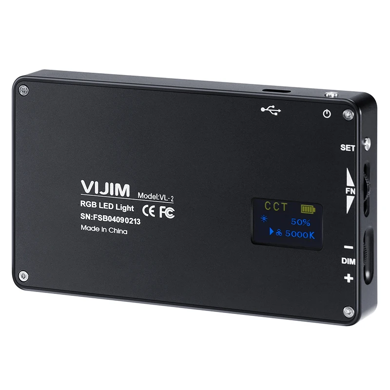 

VIJIM VL-2 RGB LED Photo Studio Video Light 2500K-8500K Full Color On Camera Photography Lighting Lamp with Type-C Port