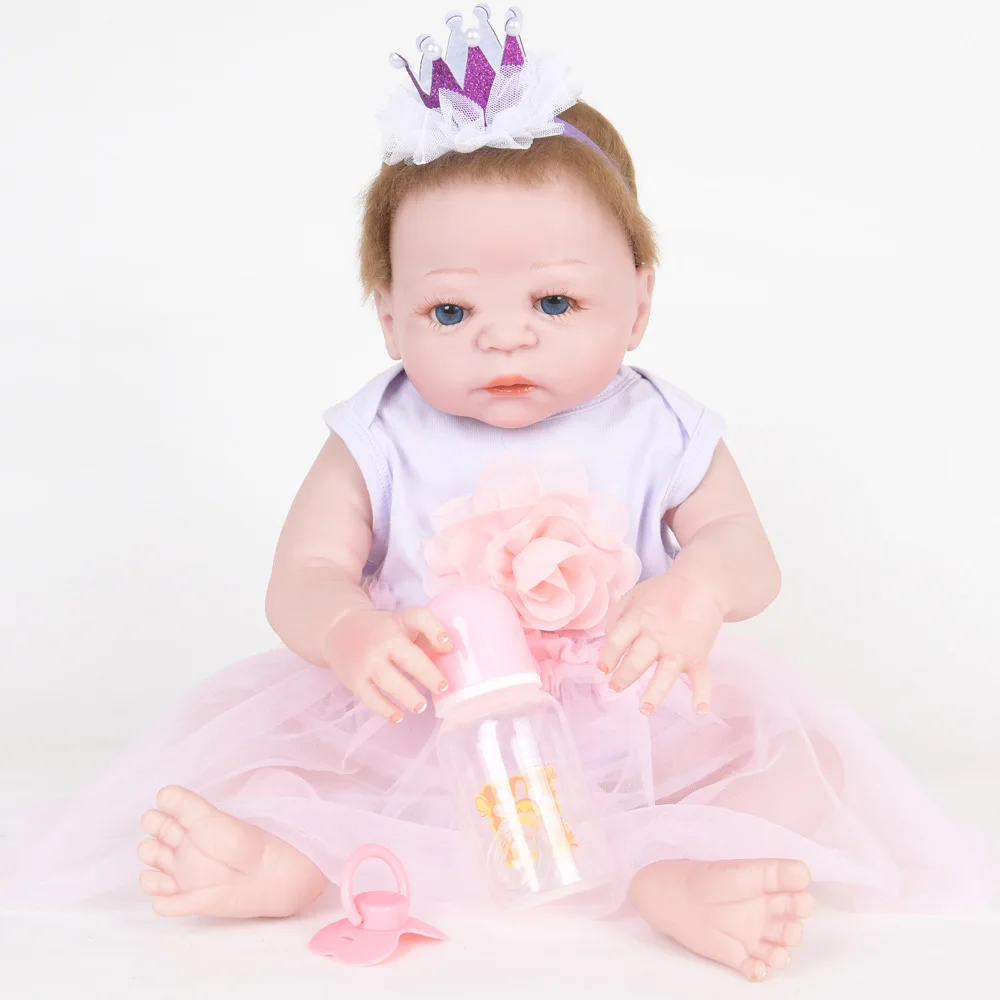

55cm Soft Full Silicone Reborn Baby Newborn Realistic Girl Doll for Kids Toy Christmas Birthday New Year Gift