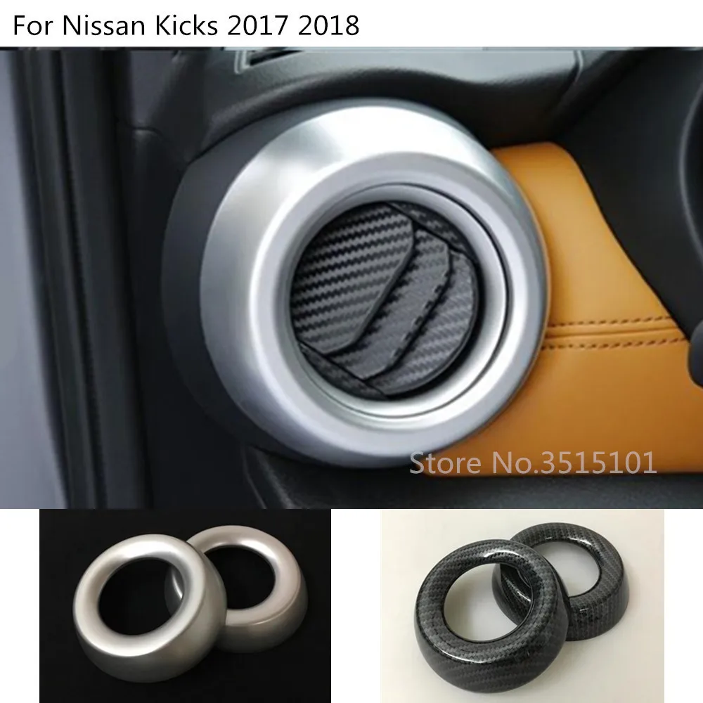 

Car Body Head Frame Trim Carbon Fiber / ABS Chrome Front Air Conditioning Outlet Vent 2pcs For Nissan Kicks 2017 2018 2019