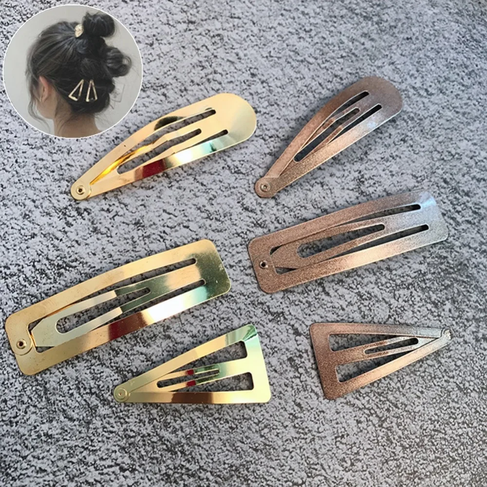 

6pcs/Lot Large Length 5-7cm Metal Bendy Snap Hair Clips Gold Colors Hair Slides Sleepy Shool Hairgrips Hairpins For Women Girls