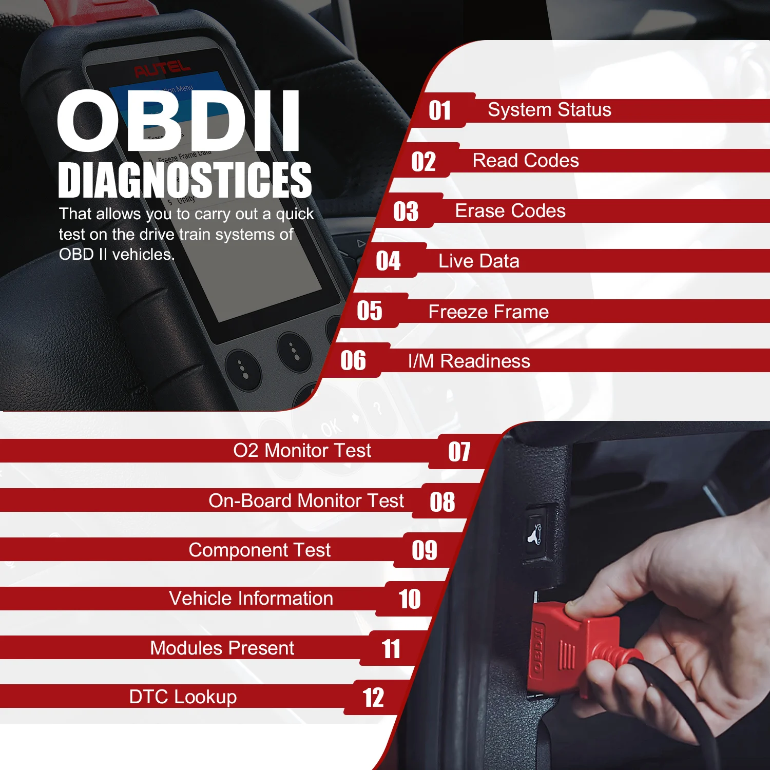 새로운 Autel MaxiDiag MD806 자동차 진단 도구 자동차 스캐너 OBD2 자동 스캔 도구 코드 리더 엔진 테스트 진단, 자동차 진단 도구 스캐너 OBD2