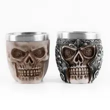 Готический воин череп пивные кружки Смола Ретро вечерние барная Питьевая кофе тумблер для виски украшение дома Хэллоуин Рождество орнамент