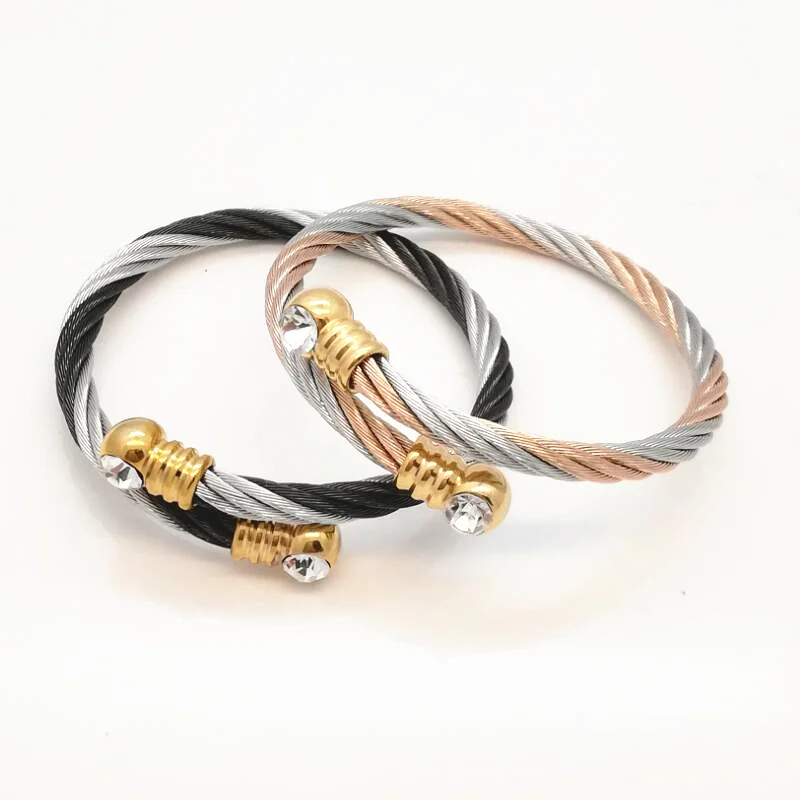 

Brand Wire Men And Women Australian Crystal Charm Bracelets & Bangles High Quality Titanium Steel New 2017 Fashion Jewelry