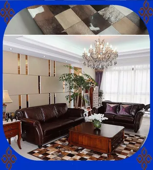 

2018 free shipping 100% natural genuine cowhide kitchen rug sets