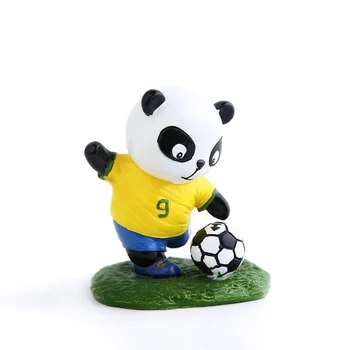 

E-FOUR Football Panda Dolls Resin with Hand-paint Artist Cute Decoration Cars Interior Accessories National Team Mascot Ornament