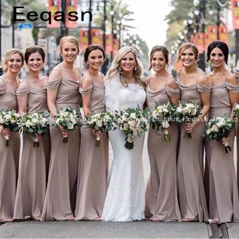 

Backless 2020 Cheap Bridesmaid Dresses Under 70 Mermaid Satin Long Wedding Party Dresses Cheap Women Gowns