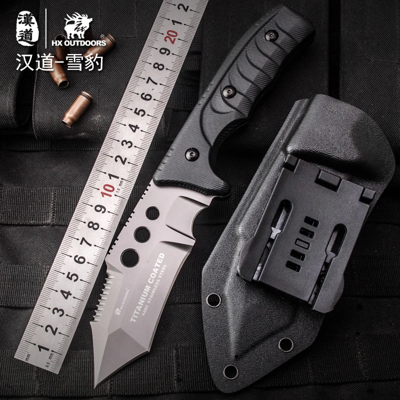HX OUTDOORS 440C Knife Survival Hunting Knife Camping Tools stainless knife Training Knife titanium cool steel defense