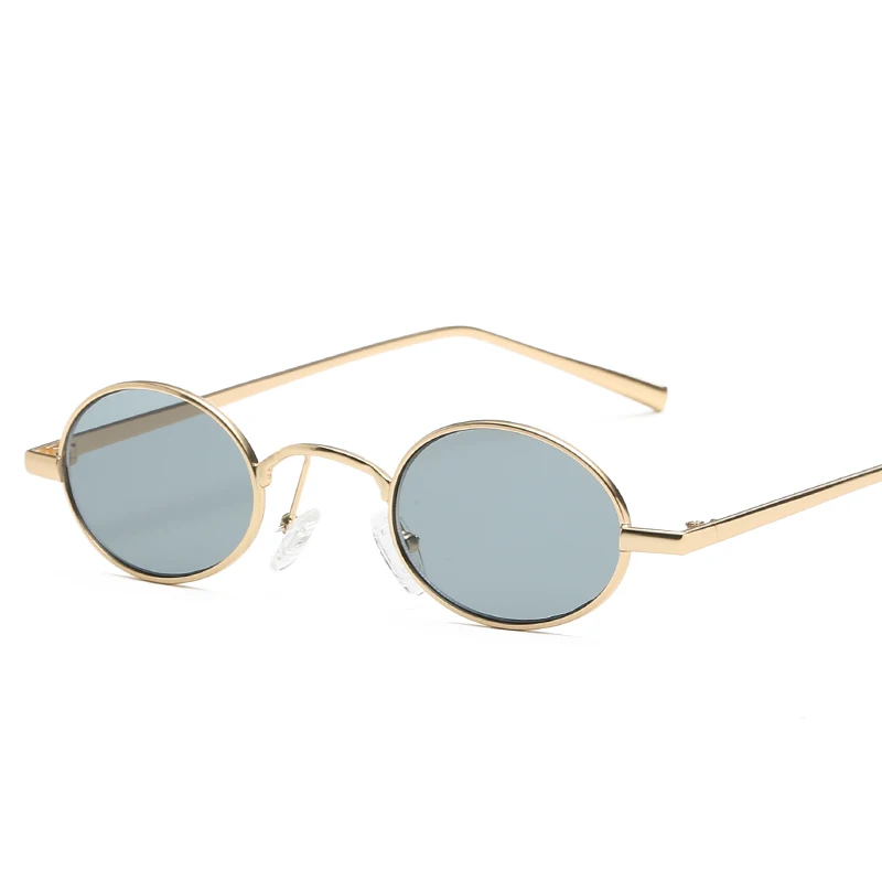 gold frame black Ретро маленькие овальные солнцезащитные очки для женщин, унисекс, металлическая оправа, винтажные брендовые дизайнерские цветные линзы, солнцезащитные очки UV400 - Цвет линз: gold frame black