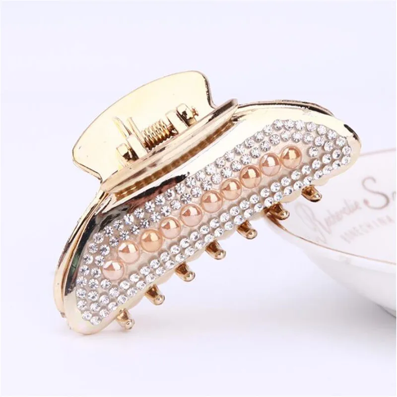 designer head scarf 1PC Rhinestone Hair Clips Crab Hair Claw for Girl Hairpins Barrettes Headwear Women Pearl Hair accessories Fashion bride hair clip Hair Accessories