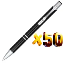 Лот 50 шт топ с наклонными линиями двойное кольцо металлическая шариковая ручка, черный анодированный, лазерная гравировка настроенное отображение логотипа рекламный подарок