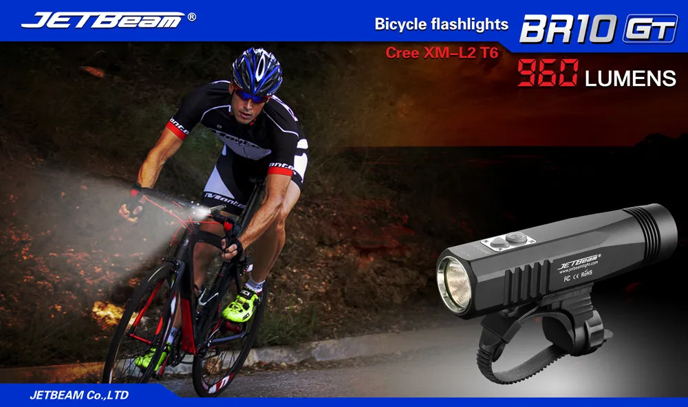 Sale 2017  JETBeam BR10GT Black XM-L2 LED Rechargeable Bike Light Flashlight + battery Mar13 13