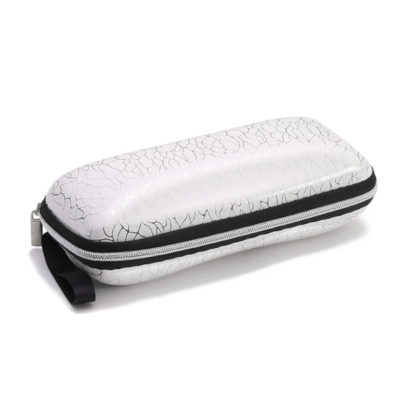 High Quality Durable PU Sun Glasses Case Vintage Zipper White Print