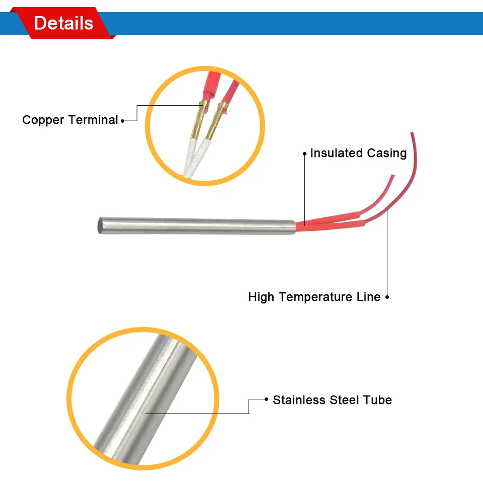 LJXH нагревательный элемент 220 В/110 В/380 В картридж нагреватель 2 шт. 450 Вт/550 Вт/720 Вт 8 мм x 220 мм для нагрева приложений 201/304/316SUS