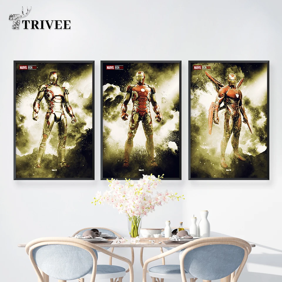 

Marvel Comics Print Canvas Wall Paintings Mark 44 Mark 42 Spider Man Iron Man Posters For Living Room Home Decor Dropshipping