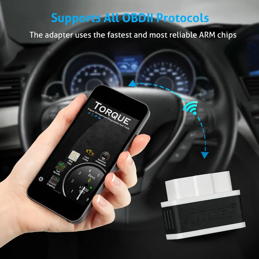 Ancel iCar elm 327 V1.5 elm327 Wi-Fi сканер OBD2 для IOS Android ПК iPhone iPad OBD 2 Автомобильный считыватель
