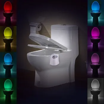 

Sensor Activated Bathroom Toilet Night Light LED Motion With 8 Color Changing Battery Operated Washroom Smart Night Lamp