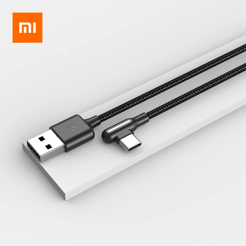 

Xiaomi Braided LED Type-C Cable Right Angle Design USB Fast Charging Data Sync Cable Cord Wire For For Huawei Xiaomi Samsung