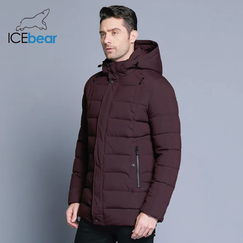 Cena ICEbear 2019 nowa męska kurtka zimowa ciepły z odpinanym kapturem mężczyzna krótki płaszcz moda odzież codzienna człowiek odzież marki MWD18813D