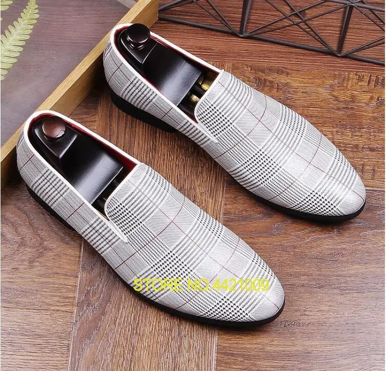 

Genuine Leather Men's Dress Shoes Slip-On Mix Colour Striped Male Flats Loafers Smart Casual Moccasin Gommino Spring New Shoes