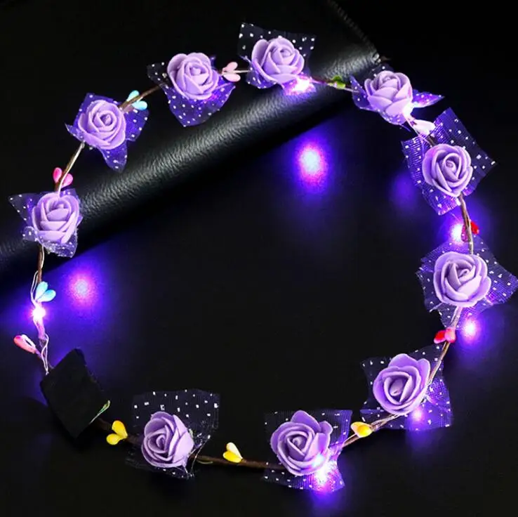70pcs Colorful glowing wreath Crown Flower Headband LED Light Up Hair