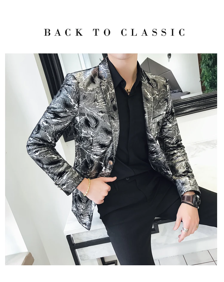 Flashlight Print Velvet Blazer Men High Quality Stylish Blazer for Mens Designer Blazer Suits Jacket Stage Costumes 5xl